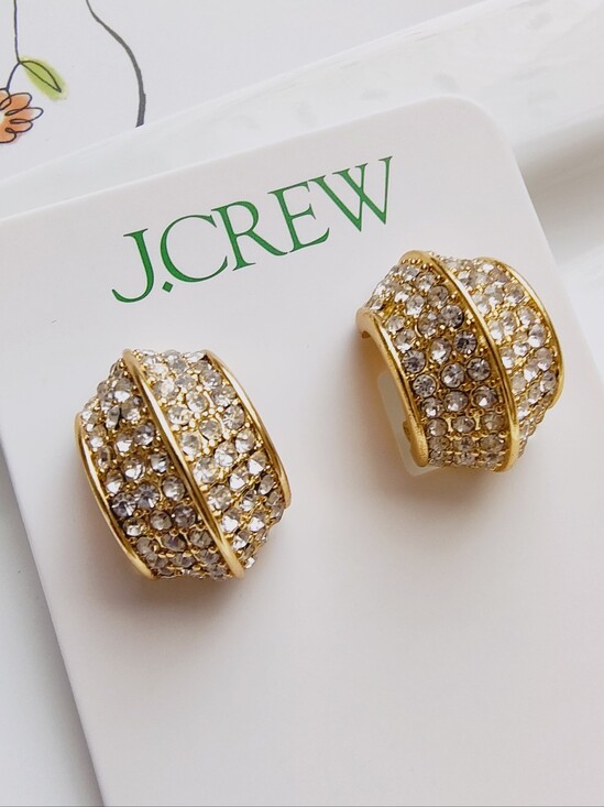J. Crew Jewelry - NWT J. Crew Angular Scoop Pave Earrings - Gold